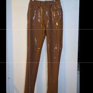Brown rubber leather pants